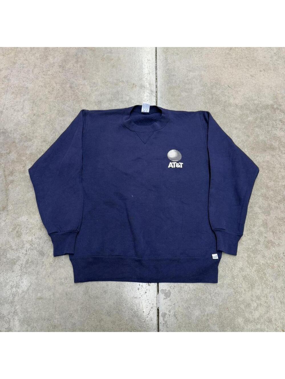 vintage at&t telephone russell athletics made in usa navy tech computer crewneck